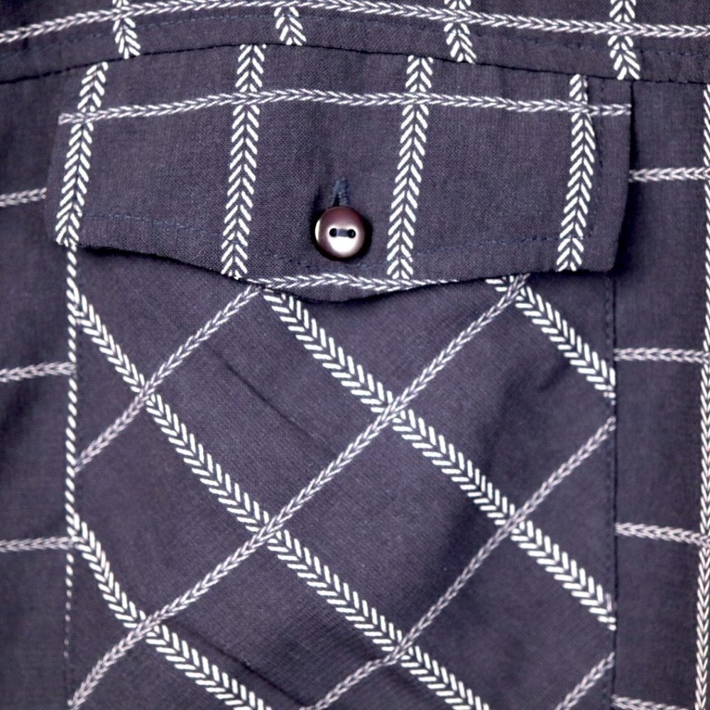 Monteau Los Angeles Navy Blue White Grid Button Front Shirt Dress Small - Picture 4 of 7
